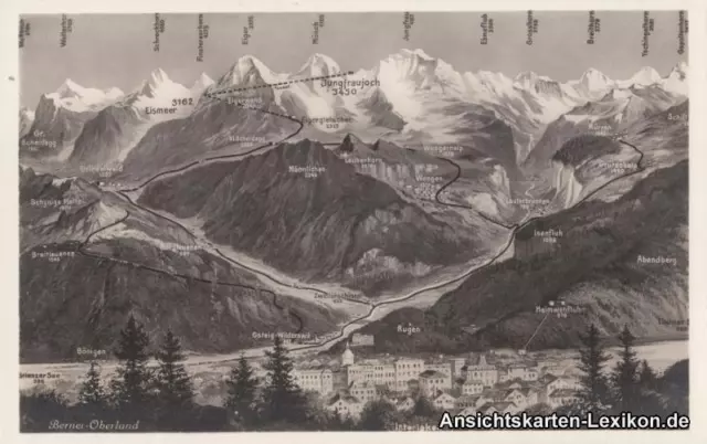 Ansichtskarte Interlaken Berner-Oberland - Landkarten AK 1933 2