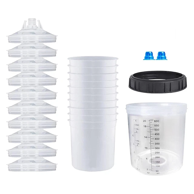 4 Stück Luftdichte Farbbehälter 1000ml - Mit Mischkugeln & Pinseln