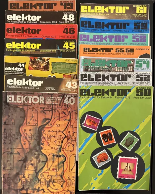 elektor Fachzeitschrift für Elektronik 1974-1976 insges. 14 Hefte Nr 40-61