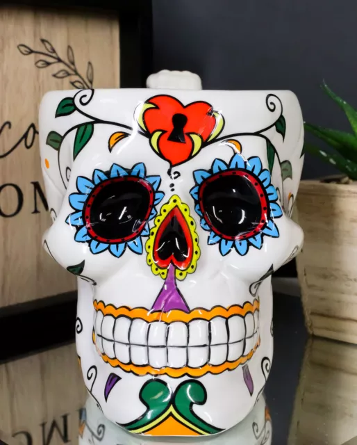 White Tribal Day of The Dead Love Lock Sugar Skull Drink Coffee Mug Cup Ceramic