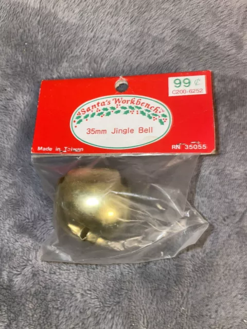 Campana de jingle dorada 35 mm Santa's Workbench (nueva)
