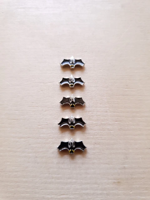 5 x Fledermaus Floating Charms ♥ Halloween ♥ Schmuckzubehör für Ketten Deko