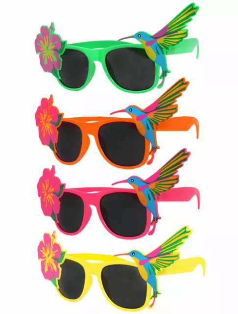 Hawaiian Floral Sun Glasses Neon Tropical Beach BBQ Fancy Dress Party Accessory