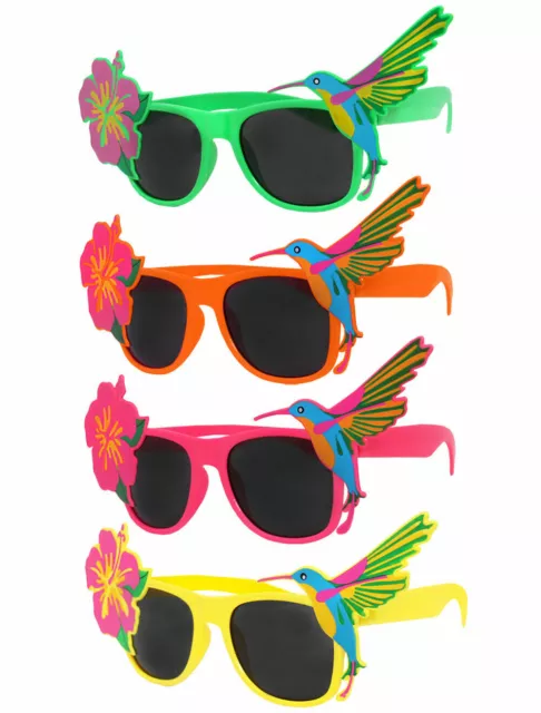 Tropical Sunglasses Neon Floral Sunglasses Hawaiian Party Fancy Dress