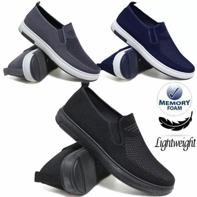 Mens Lightweight Memory Foam Walking Deck Boat Casual Driving Canvas Shoes Size