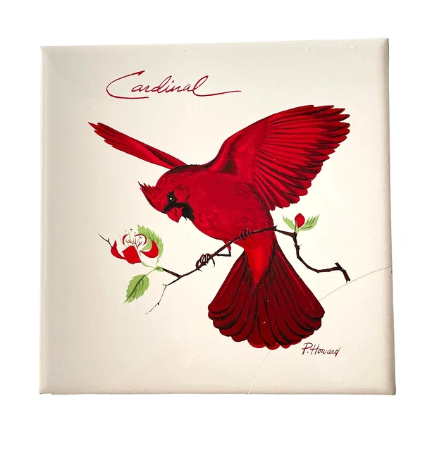 Screencraft Ceramic Tile - Cardinal Wall Hanging Décor Trivet -Cork Back ~ 6"x6"
