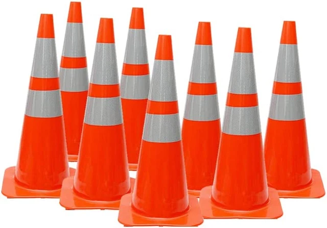 28" Orange PVC Traffic Safety Cones with 6" & 4" Reflective Collars (1 Pallet (1