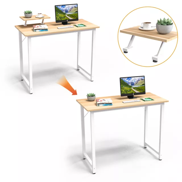 Bureau avec Surface en Fibre de Carbone PVC et Support d'écran étagère 80x40x75