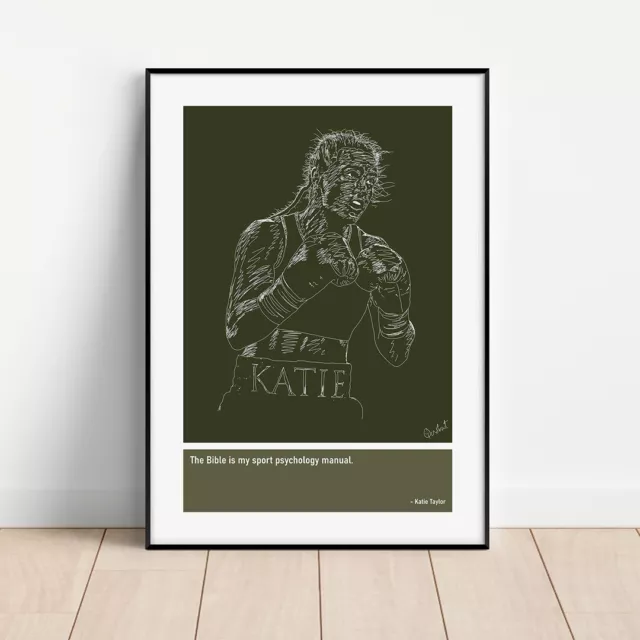 Katie Taylor Sketch Art Druck Poster + Zitate (Motivation, Boxen, Fitnessstudio, Irisch)