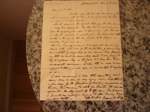 (Postal Cancel)  hand-written letter folded to create an envelope. 1837 2