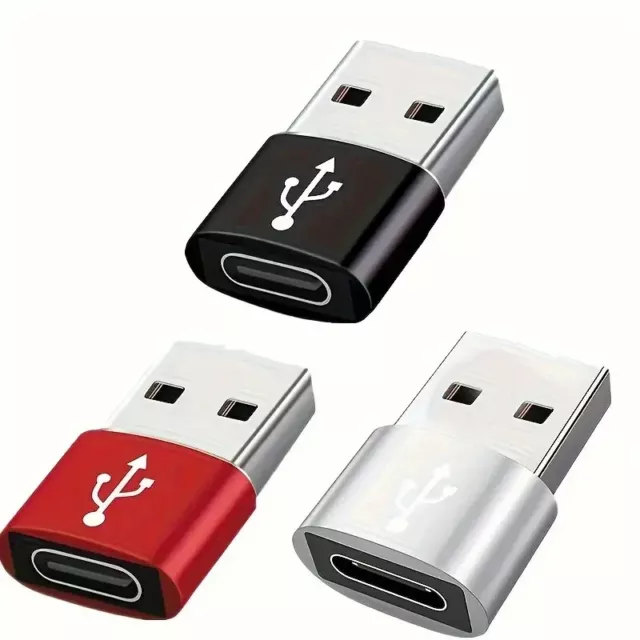 USB to USB C Adapter 1/3Pack Type C Female to USB A Male Charger Cable Converter