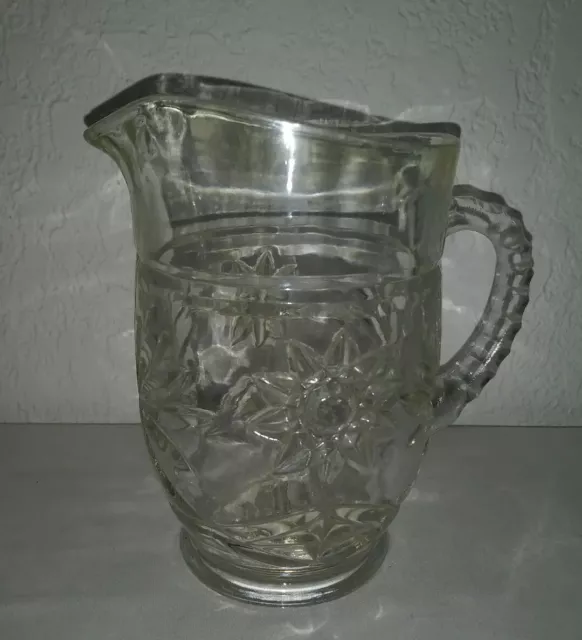 Anchor Hocking Glass EAPC Star of David Milk / Syrup Jug Creamer Pitcher Vintage