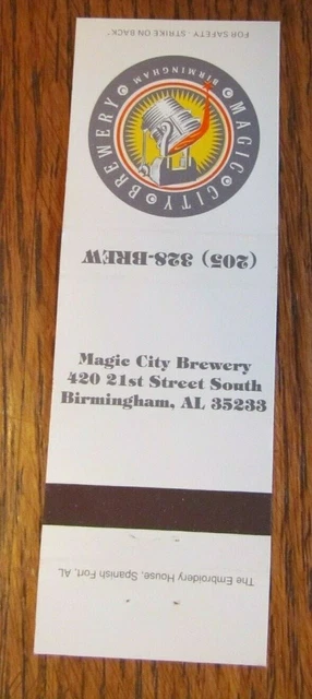 Magic City Brewery Brew Pub Matchbook Matchcover (Birmingham, Alabama) -E1 2