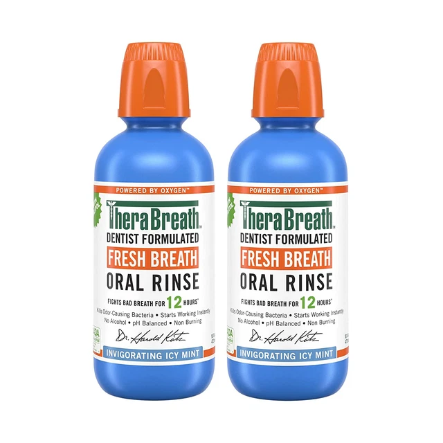 Therabreath Fresh Breath Dentist Formulated Oral Rinse, Icy Mint, 16 Fl Oz (Pack Therabreath Fresh Breath Dentist Formulated Oral Rinse, Icy Mint, 16 Fl Oz (Pack