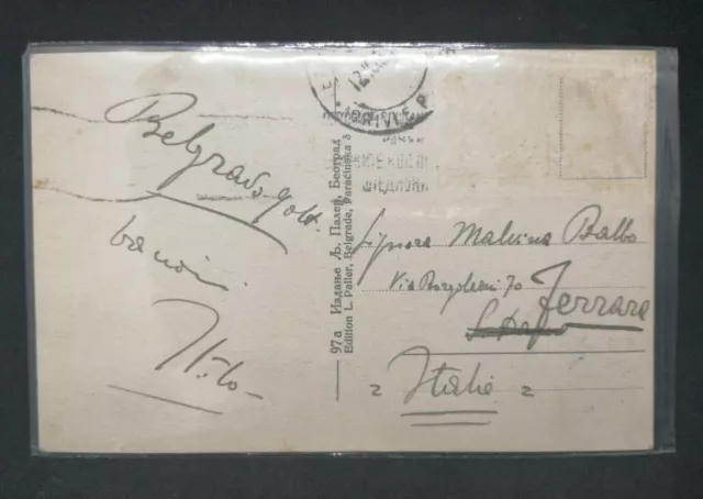 Cartolina Autografo Originale Italo Balbo da Belgrado Serbia Francobolli