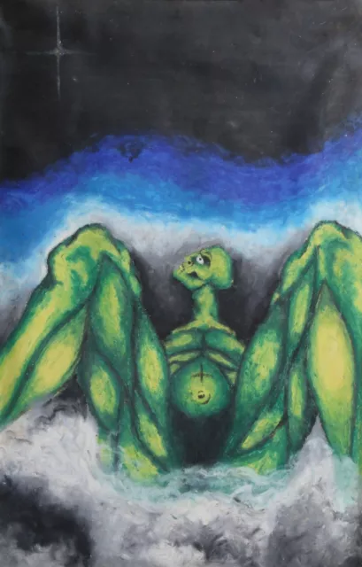 Jon Robyn, Embarazo Muscular Verde Alien, Pastel sobre Papel