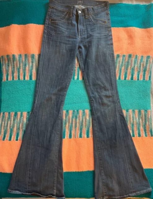 Citizens of Humanity Jeans Womens 27 Blue Angie Super Flare Dark Wash Stretch