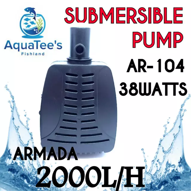 Armada AR-104 Submersible Internal Aquarium Water Pump 2000l/H Marine Fish Nano