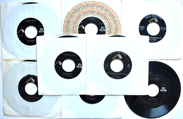LOT OF 8 ELVIS PRESLEY SINGLE LP VINYL RECORD 1950s ROCK N ROLL GOSPEL VOCAL