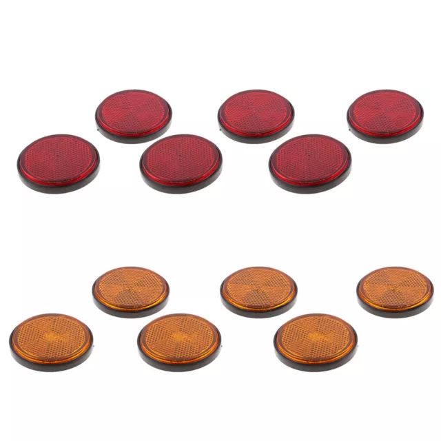 6 Paires Rouge + Orange LED Moto Ronde Réflecteur Frein Arrière Clignotant
