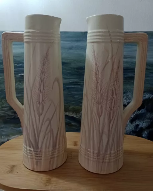 Lovely Pair of Radford Pottery Hand painted Art Deco jugs