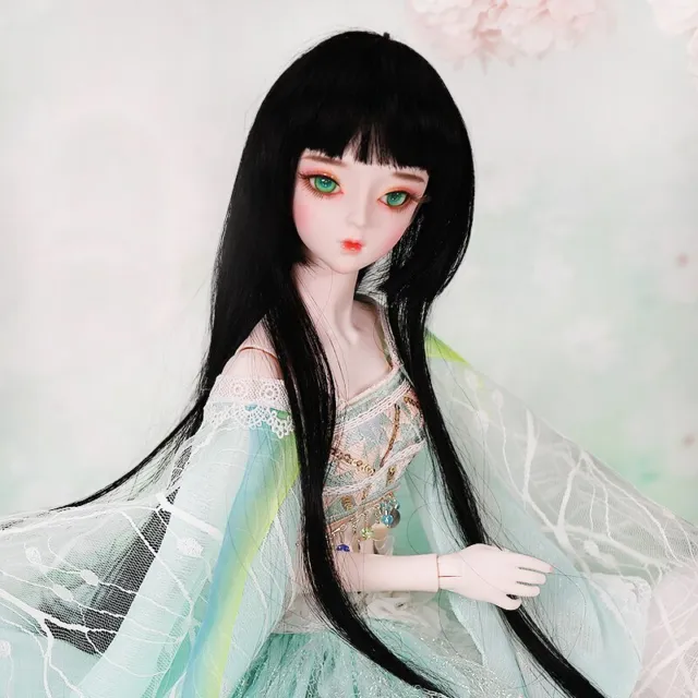 62cm 1/3 BJD Doll Girls Black Hair Green Eyes Upgrade Face Makeup Full Set Toys