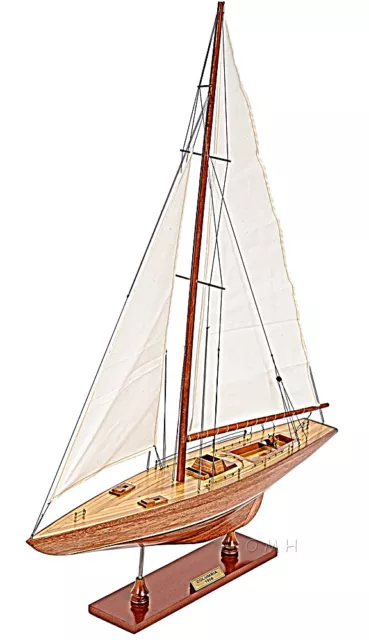 America's Cup Columbia 1958 Yacht Model 24" Built Wooden Sailboat 12 Meter Boat