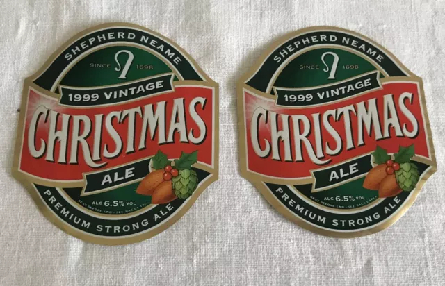 1999 vintage Christmas ale Shepherd Neame labels X 2 New