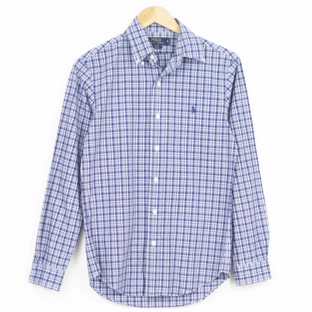 Polo Ralph Lauren Slim Fit Camicia Manica Lunga Quadretti Blu Uomo TAGLIA S