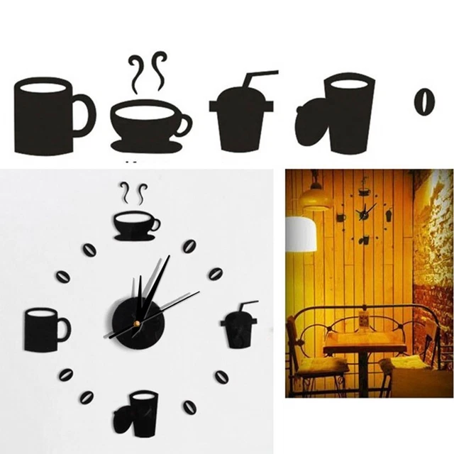 Horloge Murale, 2 PCS DIY Horloge Murale, Sans Cadre Horloge Murale 3D Miroir Autocollant Metal Silencieuse Pendule Murale Moderne Metallique Horloge De Salon Decoration Noir Fei Yu 78771737