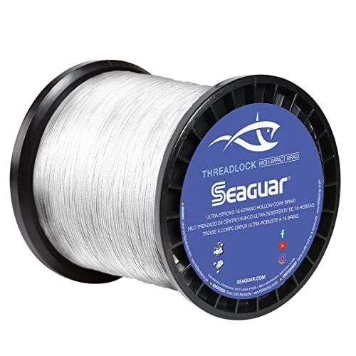 Threadlock 16 Strand Hollow Core Braid, Hi-Vis White 600yd 80lb