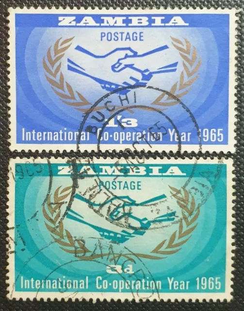 1965 Zambia "International Co-Operation Year" Set Of 2 Sg110-111 Used