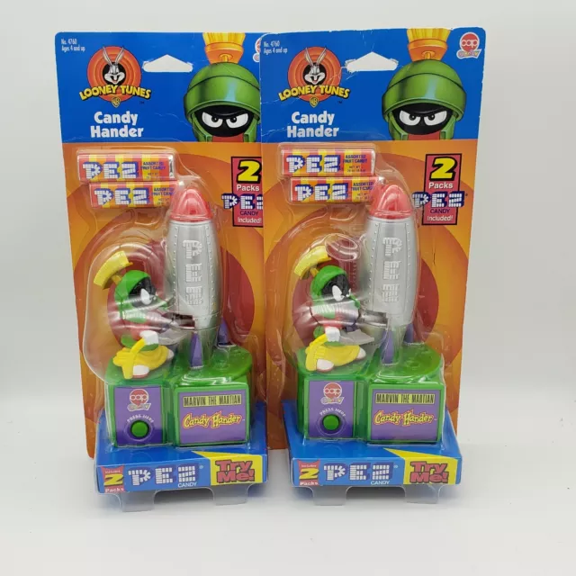 Pez 1998 Marvin The Martian Candy Hander Looney Tunes - Set of 2