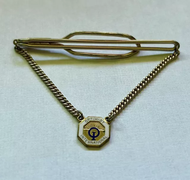 Vintage 1950’s Optimist, International Anson  Tie Bar Clip Chain