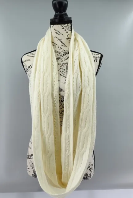 Celeste Cable Knit Infinity Scarf Womens Ivory Cashmere-Wool Blend