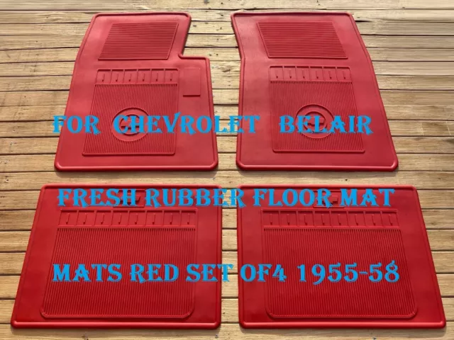 For Chevrolet Bel Air Fresh Rubber Floor Mat Mats Red Set of4 1955-58