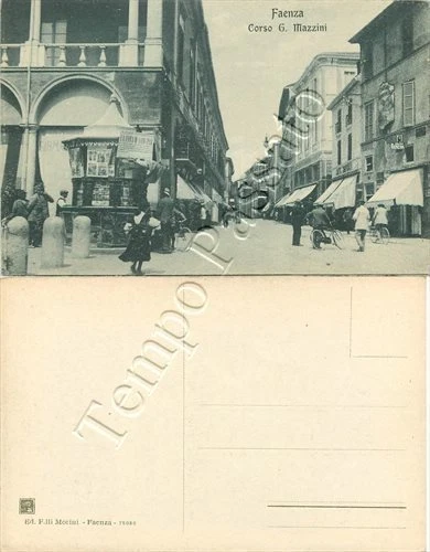 Cartolina di Faenza, edicola in corso Mazzini - Ravenna