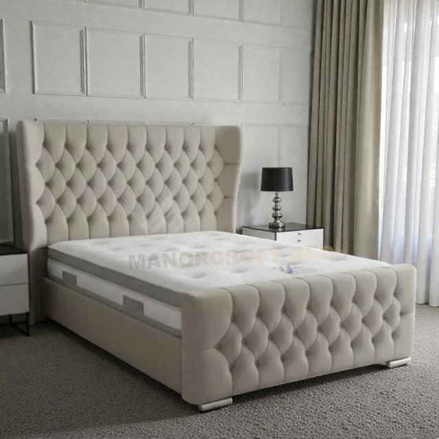 LUXURY OXFORD WINGBACK Chesterfield Bed Frame in Plush Velvet ...
