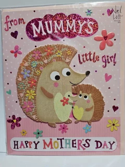 Mummy, Mother's Day Card.  From Mummy's Little Girl. 2 Hedgehogs By Noel Tatt