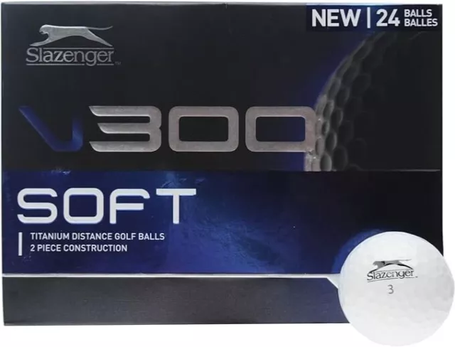 Slazenger Unisex V300 Soft Golf Ball 24 Pack Pattern White New