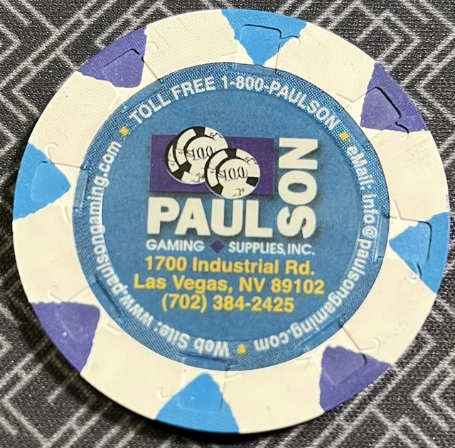 Paulson Sample CASINO CHIP Las Vegas NV Advertising Poker Chip Oversized 49mm Paulson Sample CASINO CHIP Las Vegas NV Advertising Poker Chip Oversized 49mm
