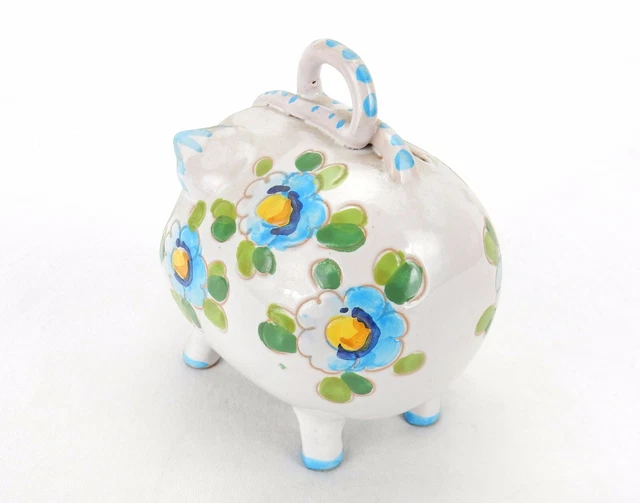ITALIE Art Poterie Céramique Cochon Banc Florale Peinte à la Main Figurine #1 de 620 2