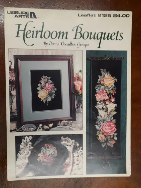 Leisure Arts Cross Stitch Chart 'Heirloom Bouquets' 3 Designs, Leaflet 2125 Rare