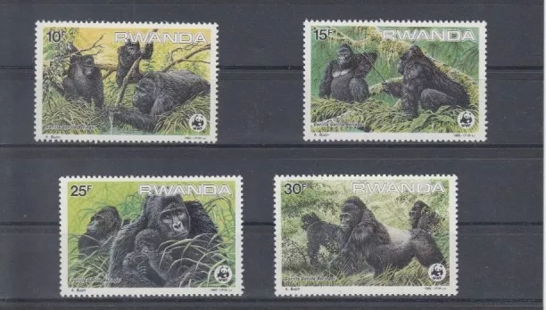 Le Rwanda 1292 - 95 Singes - Gorillas (Gorilles) Wwf (MNH)