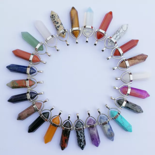Womens Natural Quartz Crystal Healing Gemstone Pendant Chakra Necklace Reiki