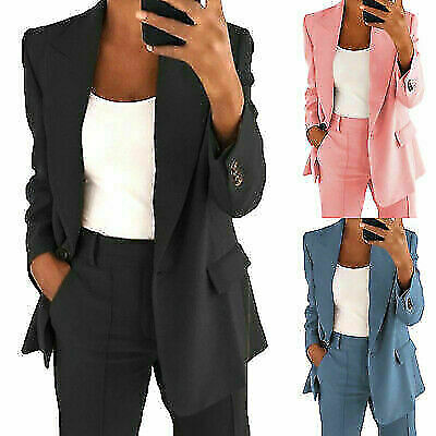 Women Long Sleeve Casual Coat OL Work Office Lapel Blazer Suit Jacket Outerwear