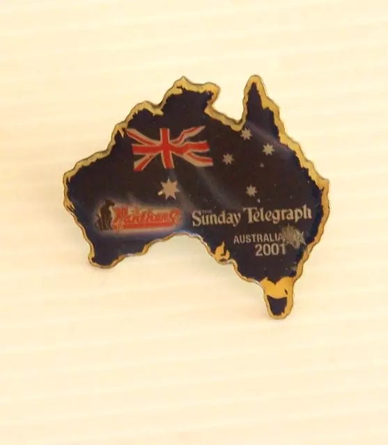 Old 2001 Sunday Telegraph Australia Day Souvenir Lapel Badge Hat Tie Pin Brooch