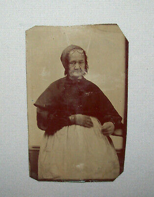Old Antique Vtg 19th C 1860s Tintype Photo of Charming Old Woman Wonderful Face