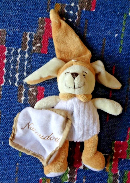 Ap/ Doudou Mouchoir Natoudou Lapin Blanc Beige Marron Bonnet Exc Etat