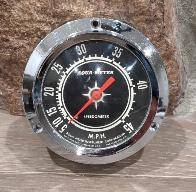 VINTAGE 1950'S Aqua Meter Boat Speedometer Gauge Made in USA 84.98